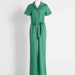 Green Button Utility Jumpsuit Boilersuit Modcloth